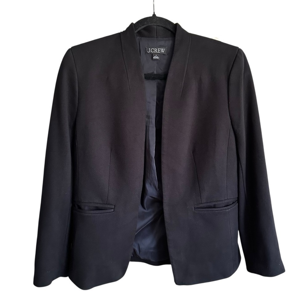 J. CREW Black Going Out Blazer‎ Jacket Stretch Twill Slim Fit Minimalist 8
